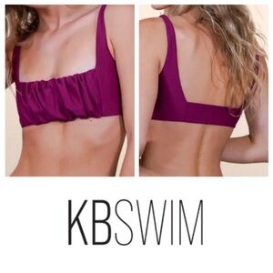 NEW KB Swim Elly Bikini Top square neck bralette style ruched size large